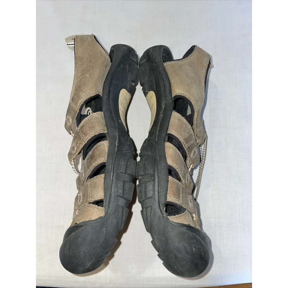 Keen River Sandals Men’s Size 10.5 M Tan Leather Waterproof Cinch Strap